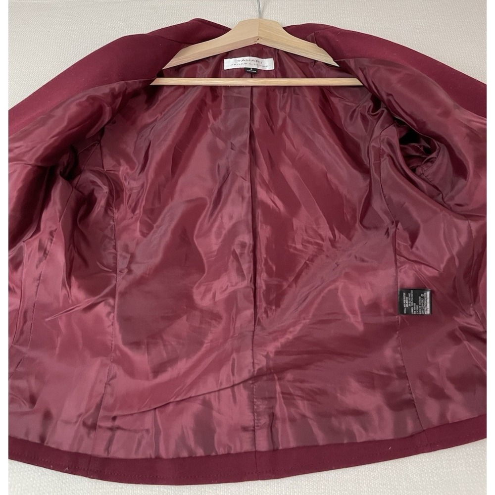 TAHARI Arthur S. Levine Women's Burgundy Blazer Jacket Size 6 Lined Career - Picture 8 of 13